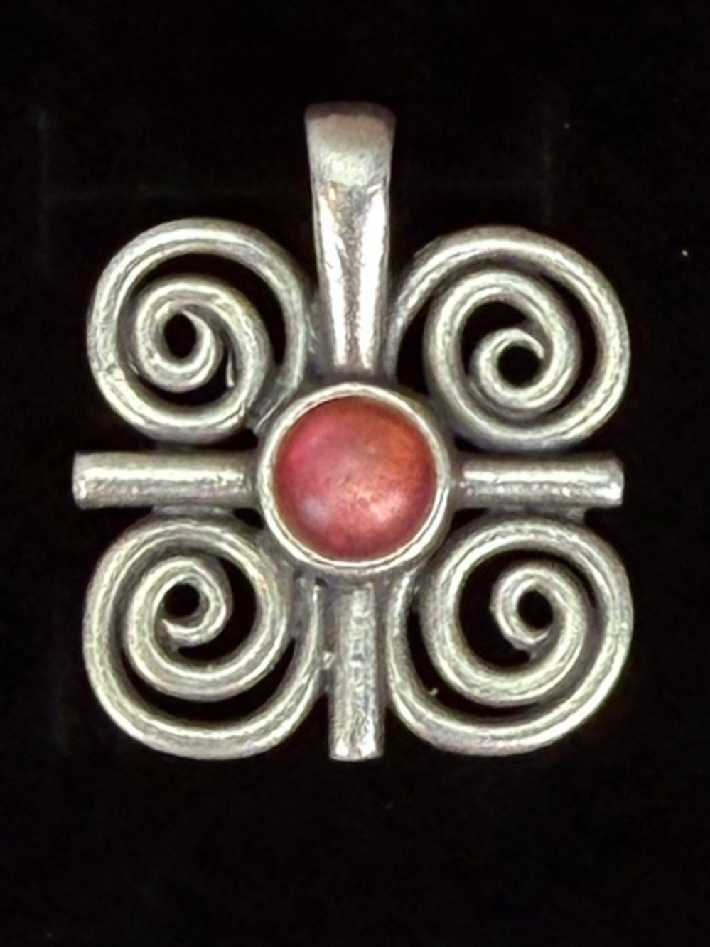 Vintage Aged Silvertone Swirl Pendant